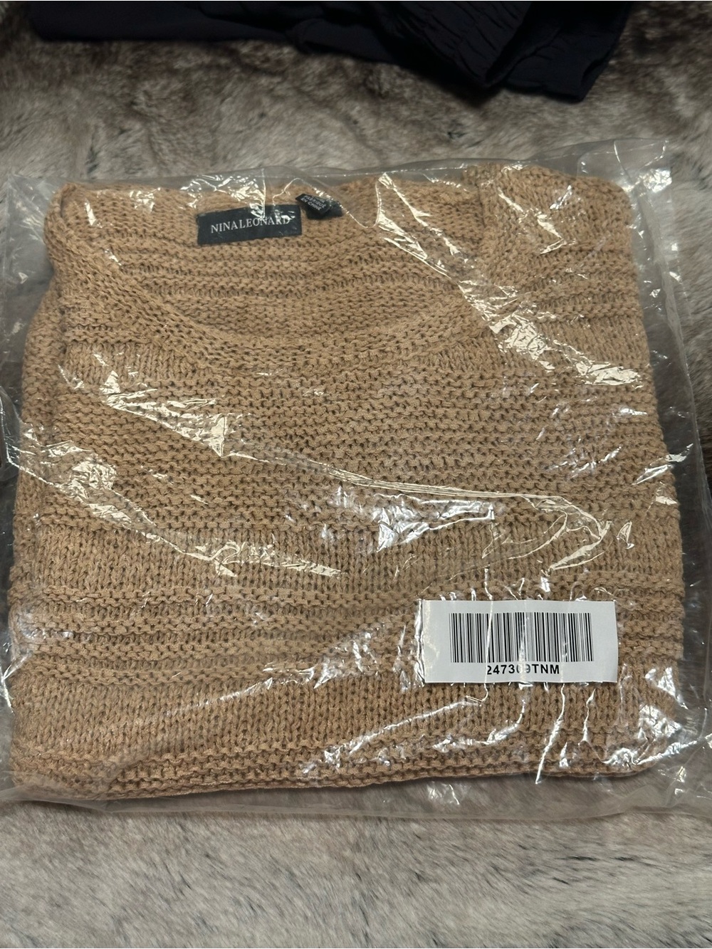 NINA LEONARD womens Tan Knit Sweater